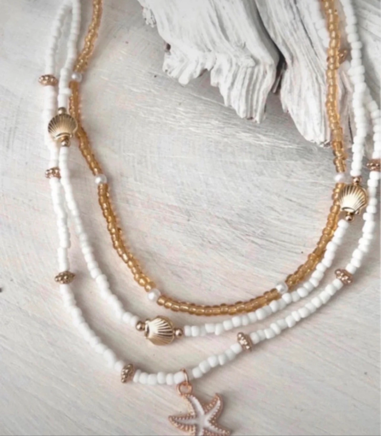 Juego tres collares verano con estrella de mar